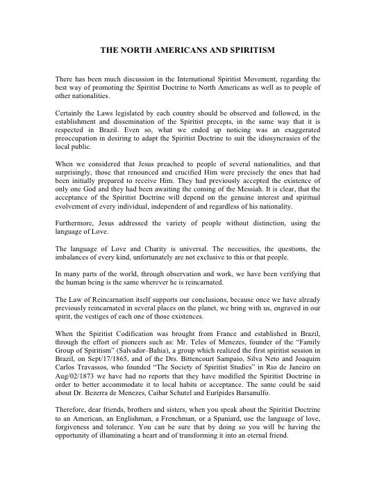 First page of North Americans and Spiritism