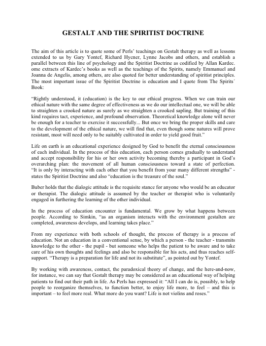 First page of Gestalt and the Spiritist Doctrine